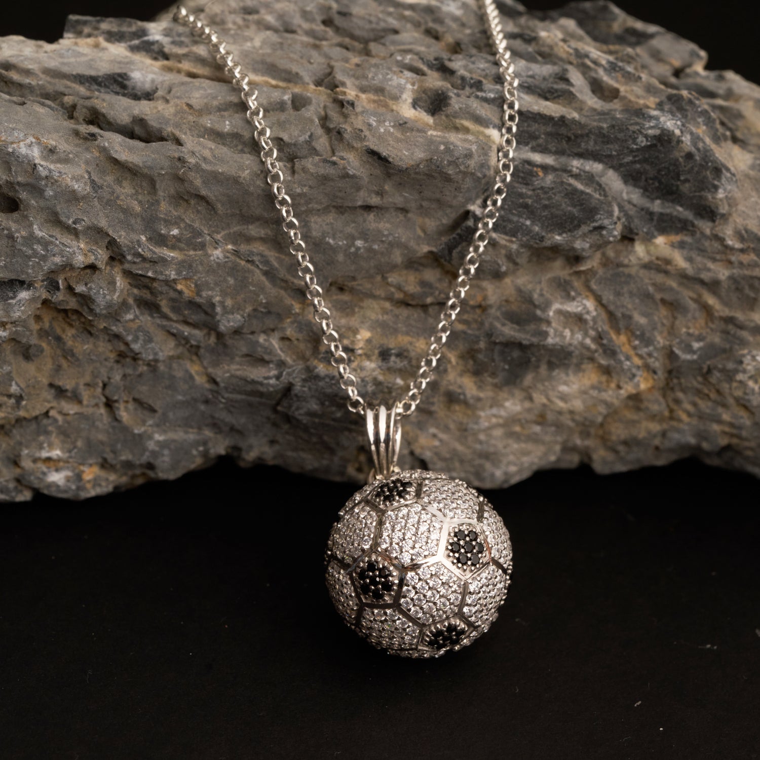 Field Goal 925 Silver Football Pendant with CZ Sparkle for Men