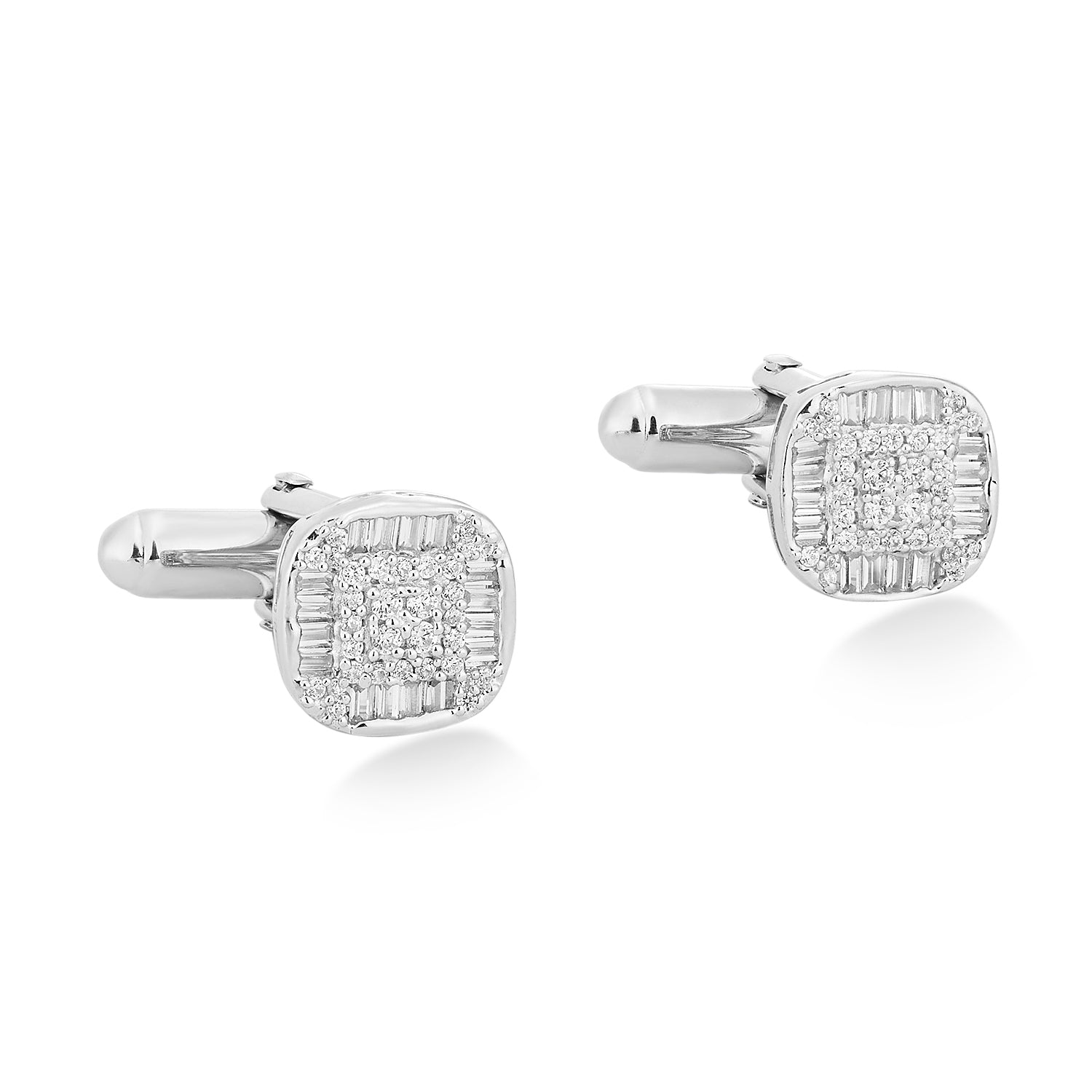 Fortress 925 Silver Shield Cufflinks with CZ Sparkle