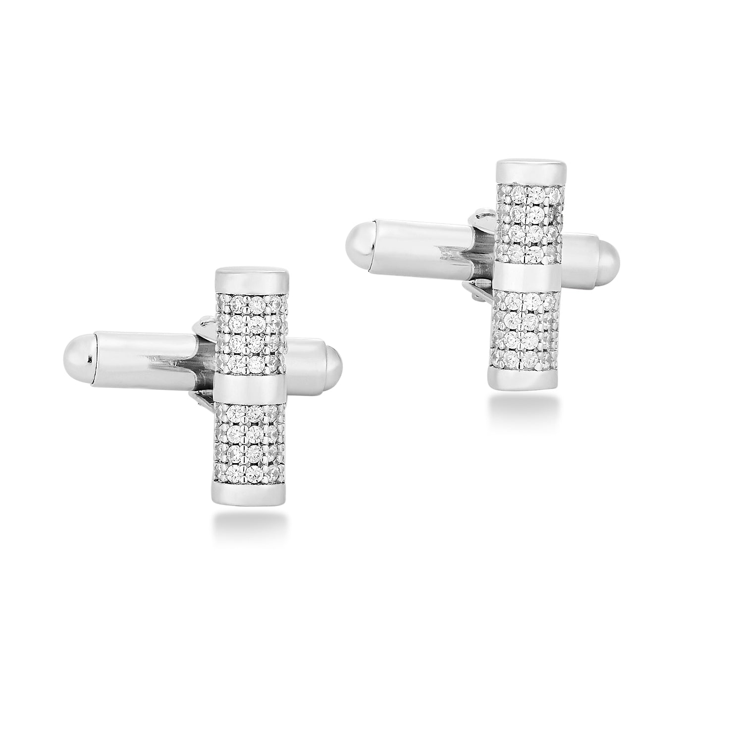 Precision Shot 925 Silver Bullet Cufflinks with Dazzling CZ