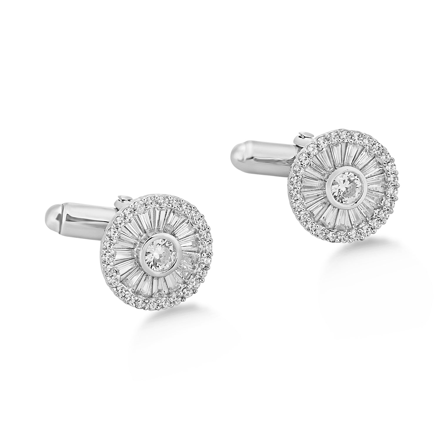 Shield Master 925 Silver Cufflinks with CZ Bling