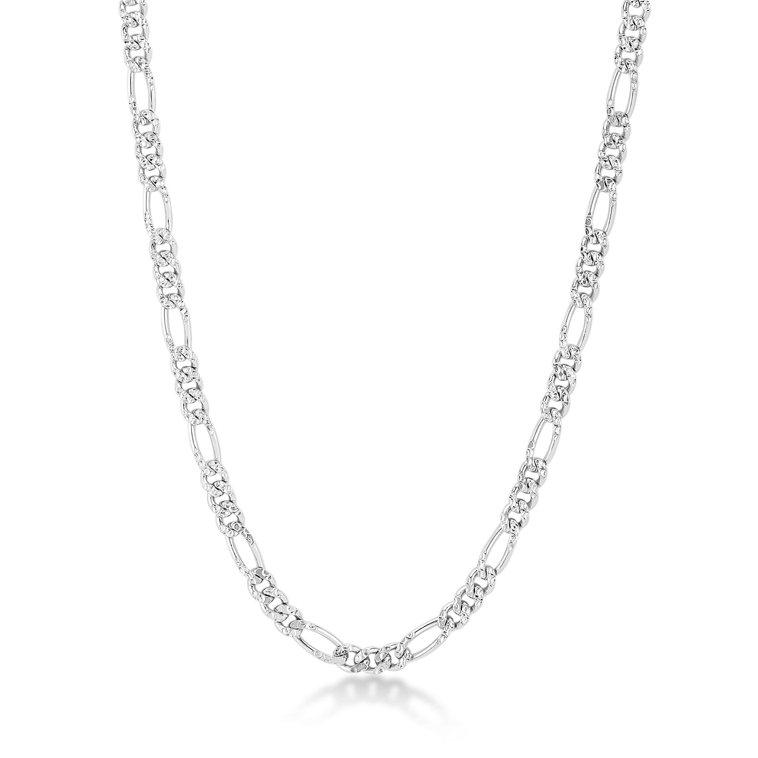 Obsidian 925 Silver Round Link Chain with CZ Sparkle for Men