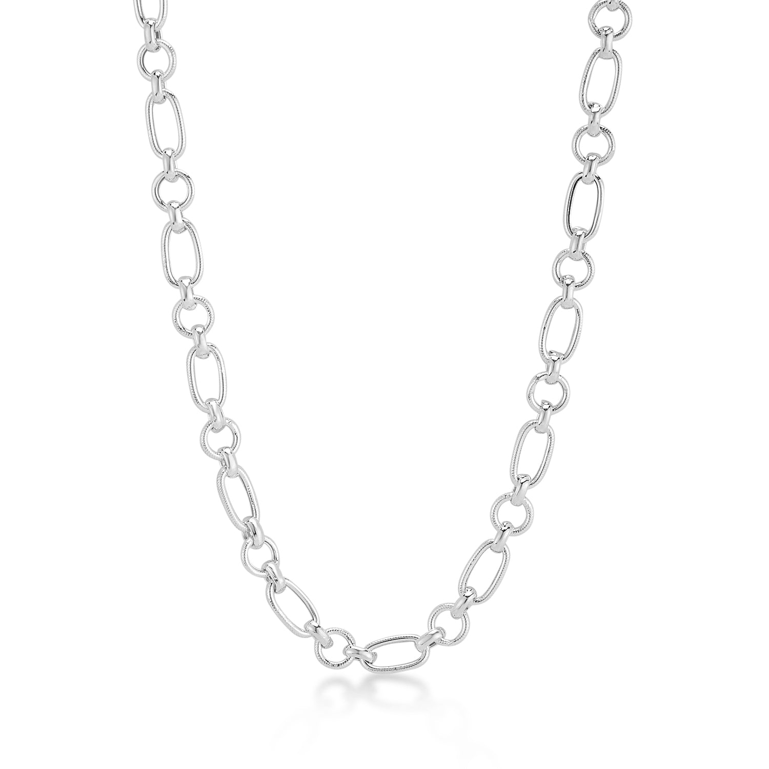 Boss Up 925 Silver Round Link Chain with CZ Spark for Men