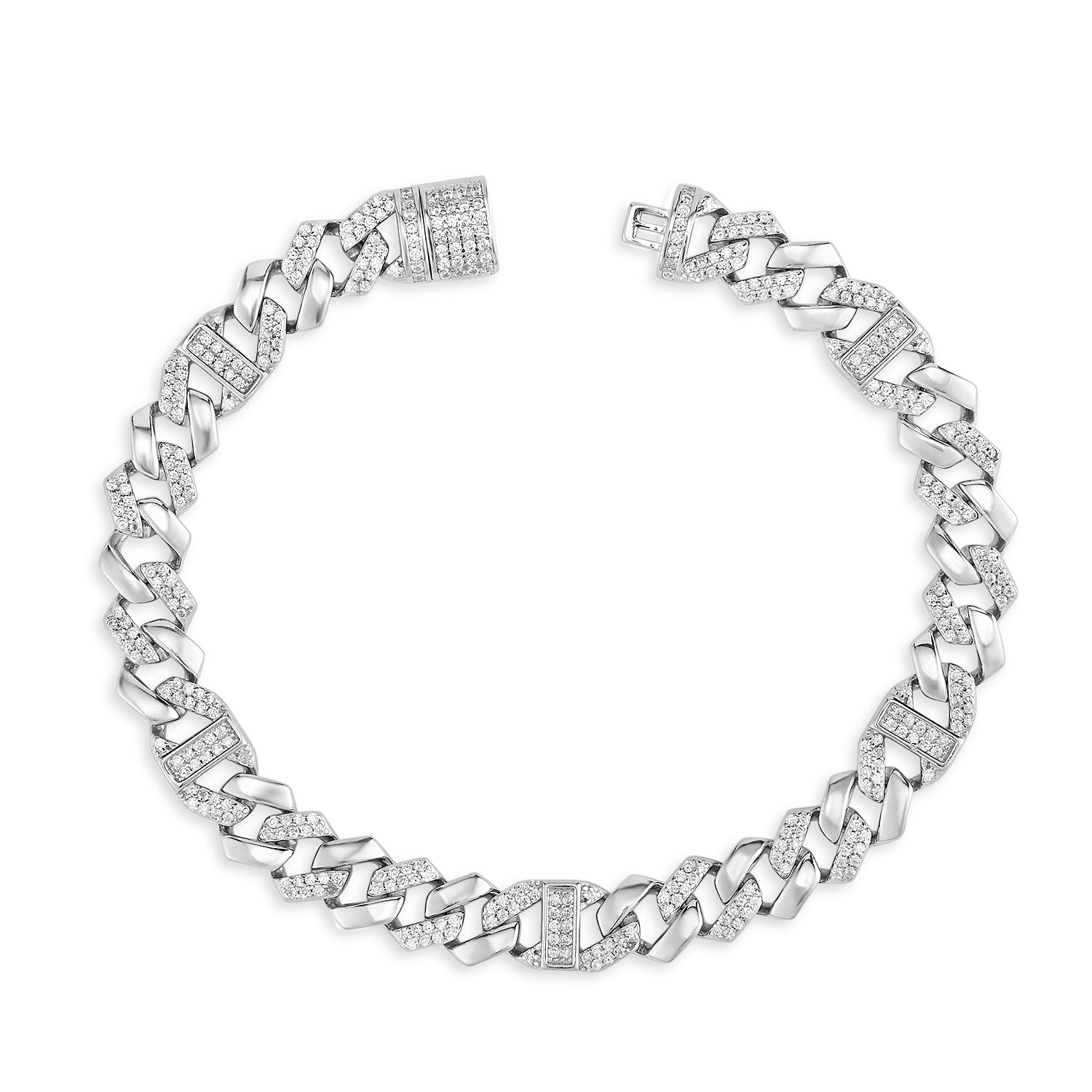 Valor 925 Silver Luxury Round Link Bracelet with CZ Radiance for Men