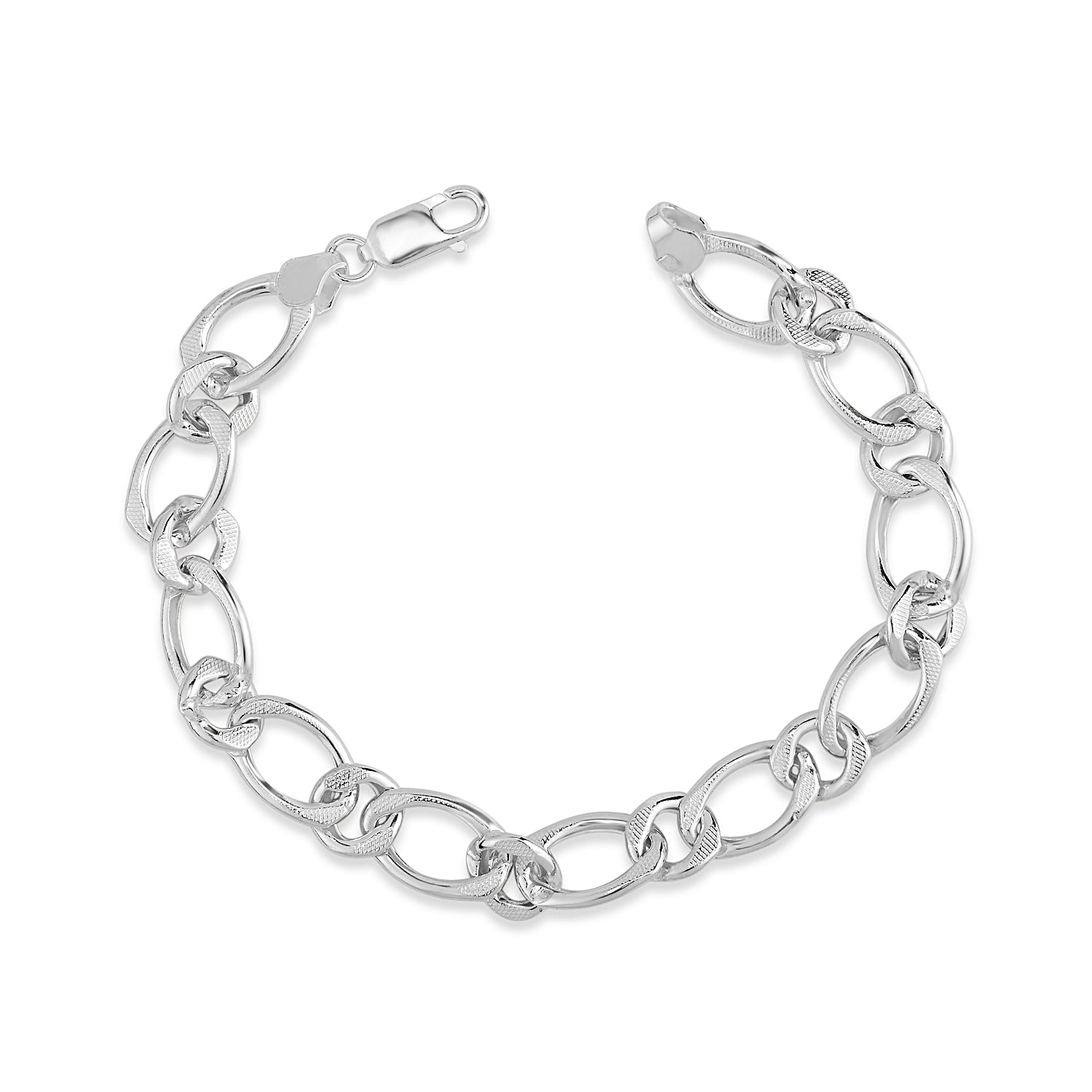 Prestige 925 Silver Modern Round Link Bracelet with CZ Elegance for Men