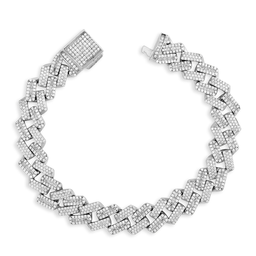 Ryan 925 Silver Cuban Link Bracelet with CZ Sparkle for Men